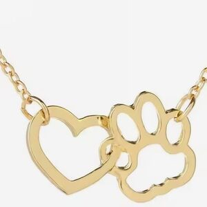 NWOT Pet Heart And Paw Print Rose Gold Necklace